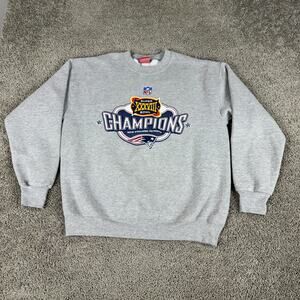Vintage New England Patriots Sweatshirt Mens Large Gray Super Bowl Champions NFL